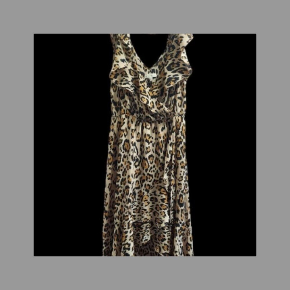 Socialite Leopard Print High-Low Ruffle Wrap Dress M - Picture 11 of 11
